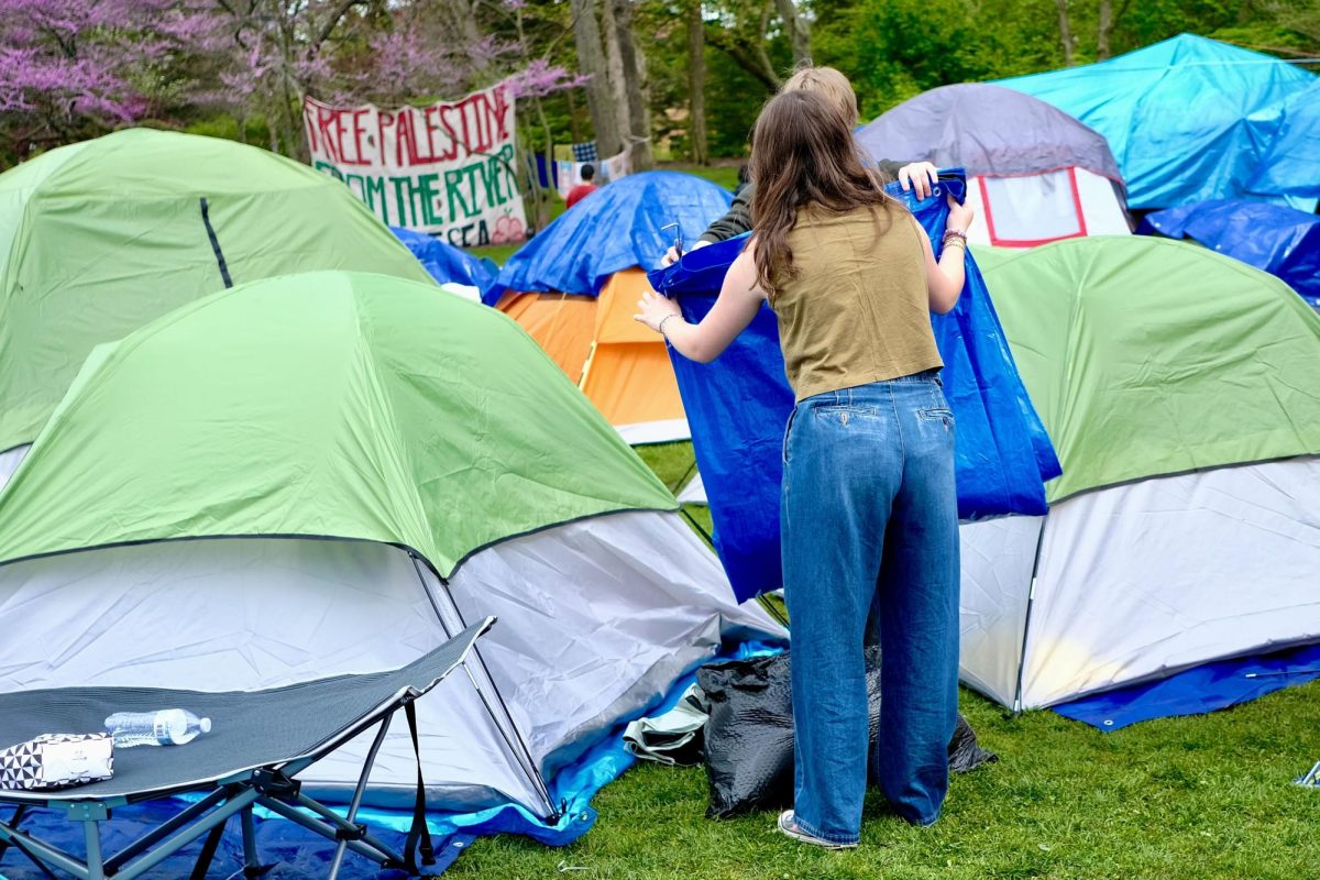 Demonstrators began taking down tents around 3 p.m. Monday afternoon.